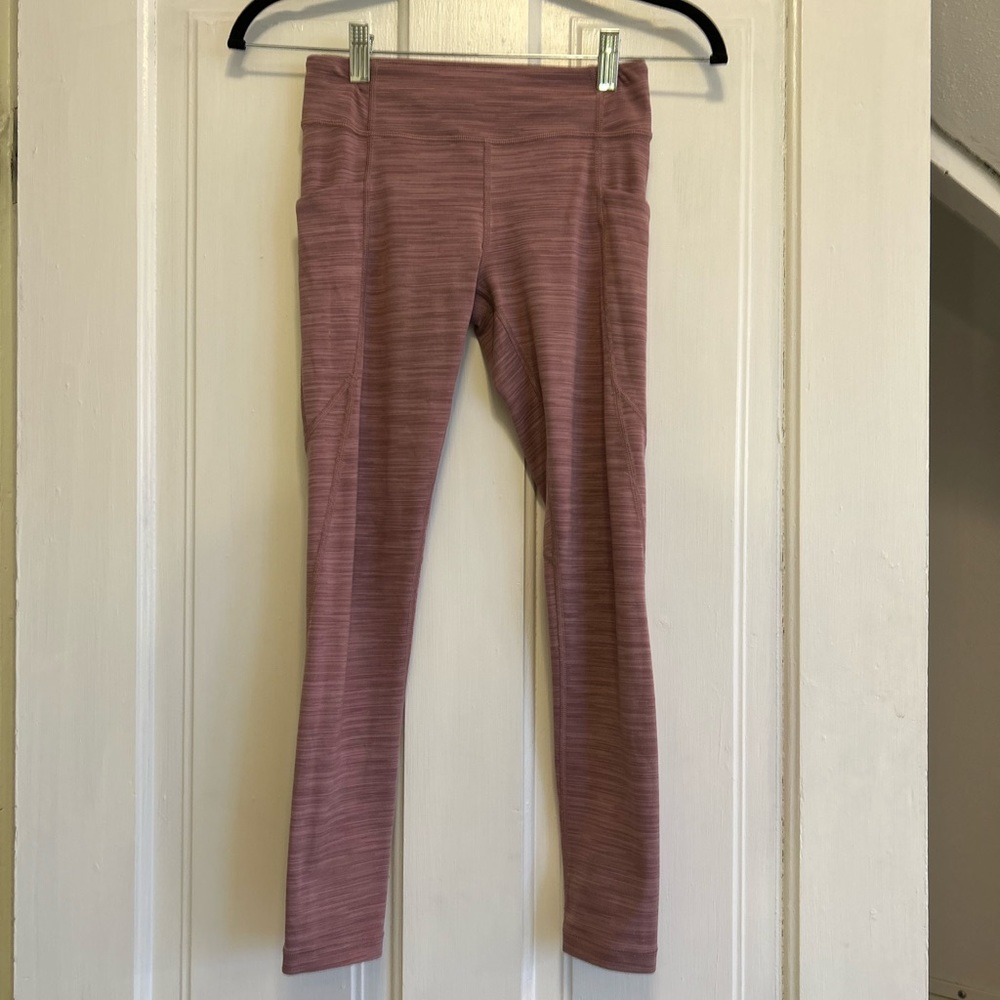 Athleta Girl Mauve space dye “Stash your treasures” tights/leggings